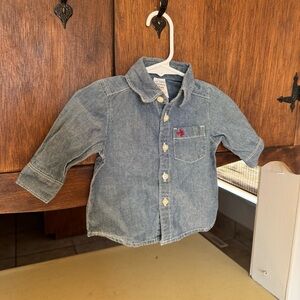 Carter’s 3M Baby Denim Pointed Collar Button Up Shirt Airplane Long